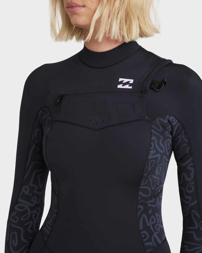 BILLABONG WOMENS 3/2 SYNERGY NATURAL CHEST ZIP STEAMER WETSUIT