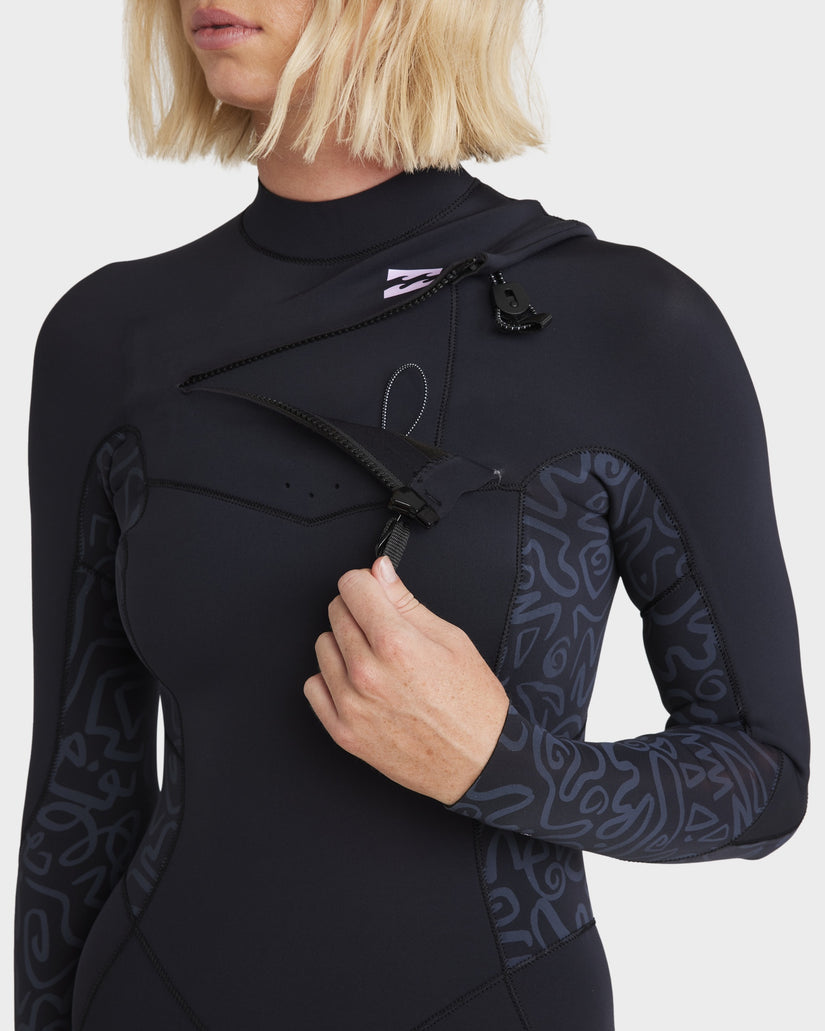 BILLABONG WOMENS 3/2 SYNERGY NATURAL CHEST ZIP STEAMER WETSUIT