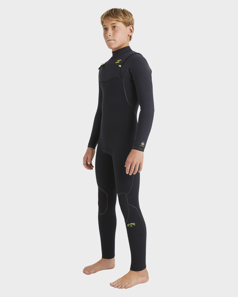 BILLABONG BOYS 3/2 FURNACE NATURAL CHEST ZIP STEAMER WETSUIT