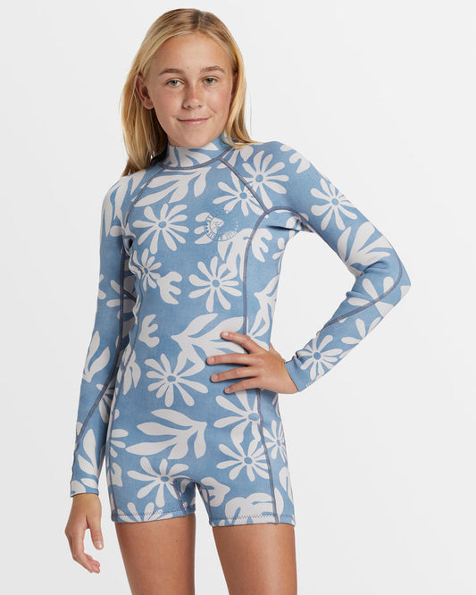 GIRLS SPRING FEVER NATURAL BACK ZIP SPRINGSUIT 2MM